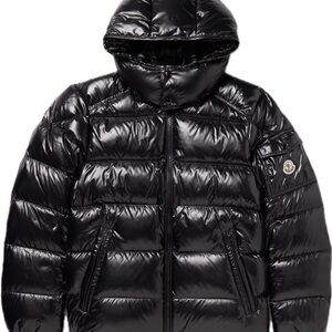 Moncler Shiny Black Hooded Puffer Jacket